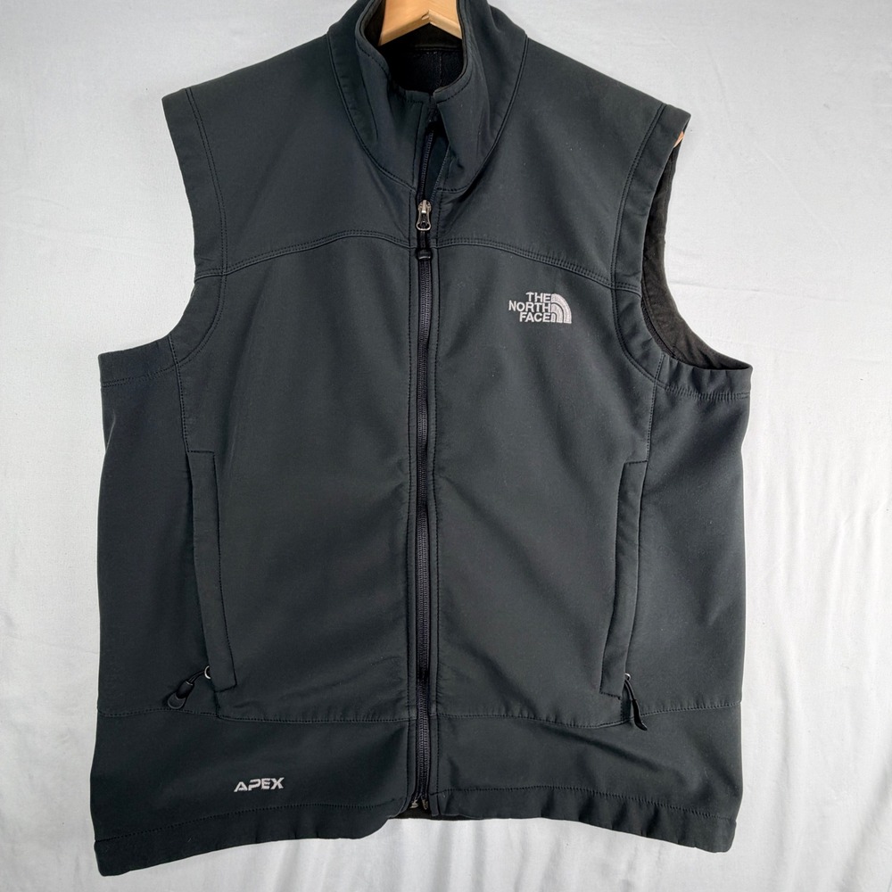 The North Face Apex Softshell Vest Large Black Full Zip Fleece Lined Outdoor